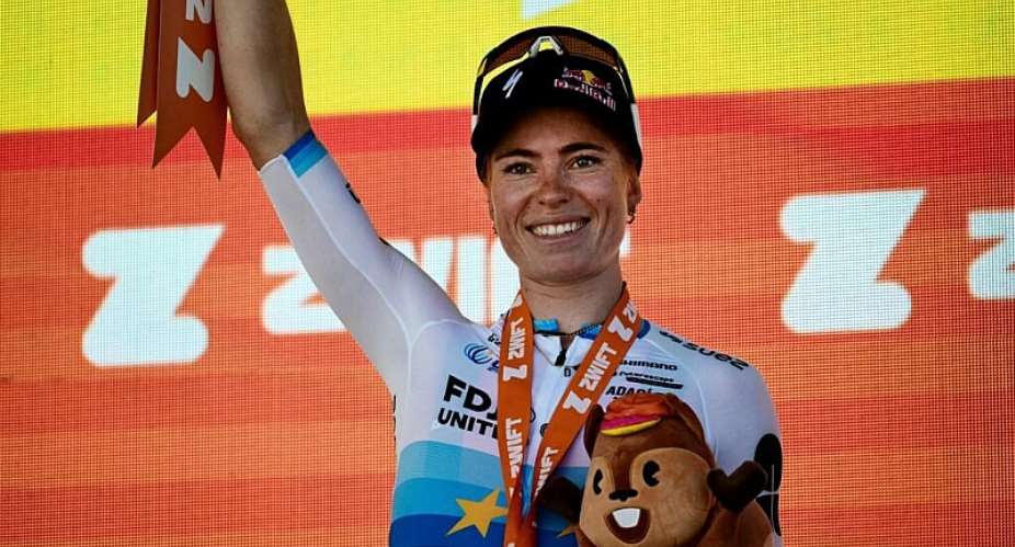 Demi Vollering claimed stage five at the 2026 womens Tour de France. - AFP - NICOLAS TUCAT