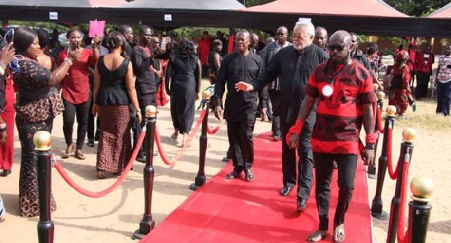 Former President Rawlings on his arrival to the funeral ceremony