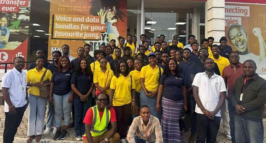 Dr. Augustina Dede Agor with participating students and Telecel Ghana facilitators at the conclusion of the academic–industry engagement at the Telecel Ghana Data Centre in Accra.