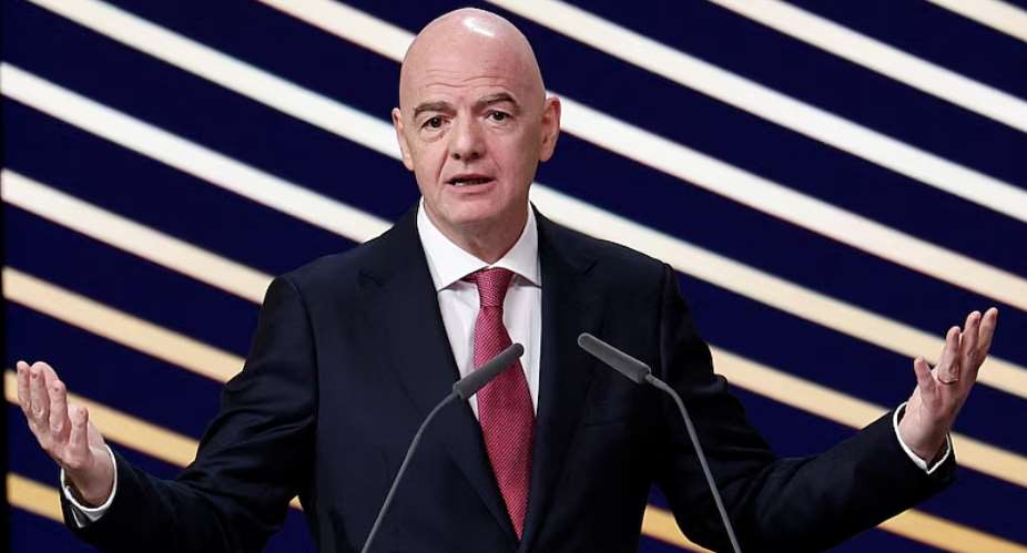 Soccer Football - 50th Ordinary UEFA Congress - Brussels Expo, Brussels, Belgium - February 12, 2026 FIFA president Gianni Infantino speaks during the event REUTERS/Benoit Tessier