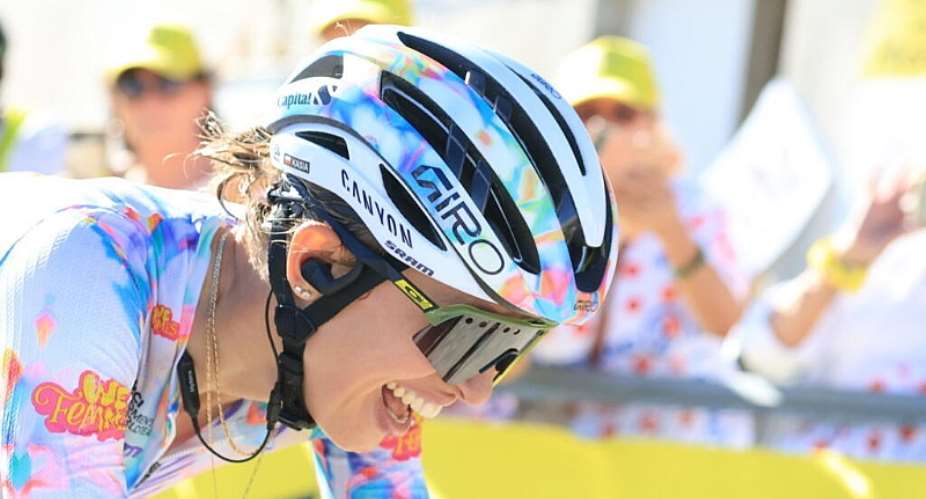 Polands Katarzyna Niewiadoma-Phinney sprung a surprise on her two rivals Marlen Reusser and Demi Vollering with a long-range solo win on Mont Ventoux during the 7th stage of the Womens Tour de France, 7 August, 2026. -  Pierre Ren-Worms / RFI
