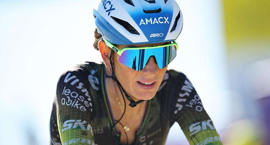 Lease a Bikes Pauline Ferrand Prevot reacts at the finish line of stage 7 between Mont Ventoux and La Voulte-sur-Rhone, August 7, 2026. -  Manon Cruz, Reuters