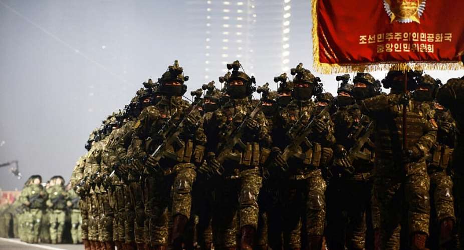File photo: North Korean soldiers march during a military parade commemorating the 9th Congress of the Workers Party of Korea at Kim Il-Sung Square in Pyongyang, North Korea, February 25, 2026. -  North Koreas official Korean Central News Agency (KCNA) via AFP