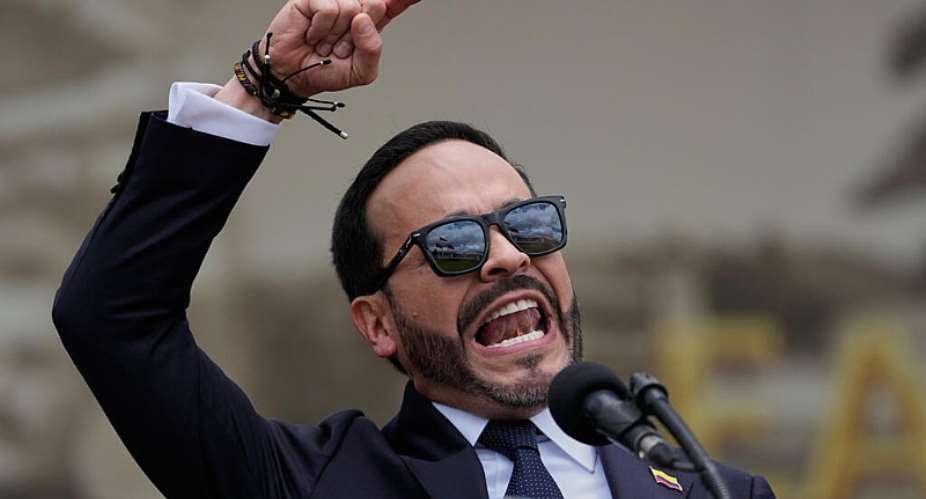 Colombias President Abelardo de la Espriella speaks during a ceremony to swear in the countrys new military leadership, Bogota, Colombia, Wednesday, August 26, 2026. -  Fernando Vergara, AP