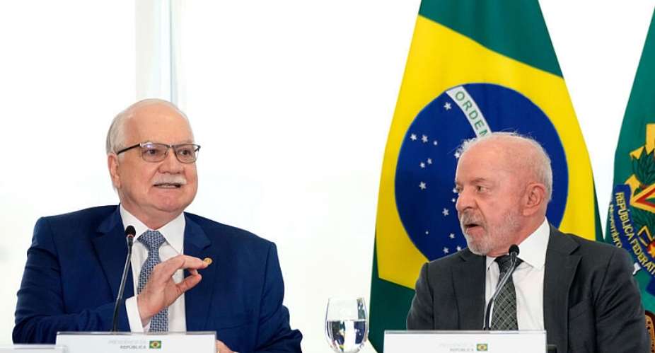 Supreme Court President Justice Edson Fachin, left, speaks alongside Brazilian President Luiz Inacio Lula da Silva during a ceremony at the Planalto Palace in Brasilia on September 4, 2026. -  Eraldo Peres, AP