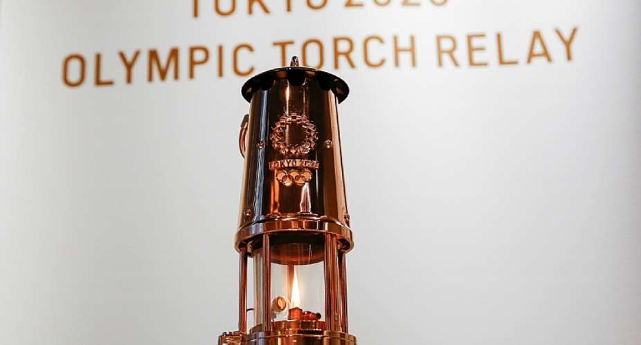 Tokyo 2020 has unveiled the Olympic Flame near the new National Stadium in the Japanese capital Getty Images