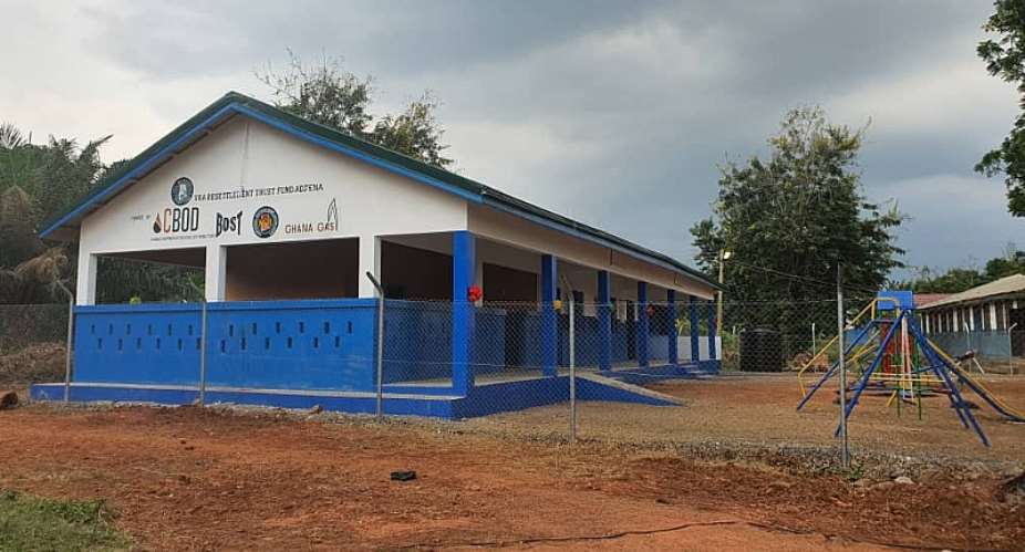 The newly constructed two-unit Kindergarten school block for the people of New Adjena in the Asuogyaman District