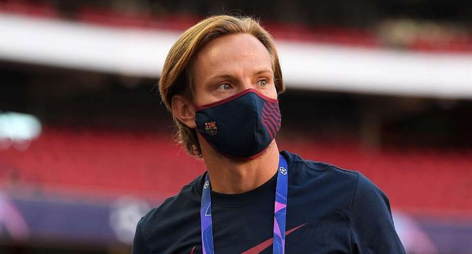 IVAN RAKITIC OF FC BARCELONA LOOKS ON DURING A PITCH INSPECTION PRIOR TO THE UEFA CHAMPIONS LEAGUE QUARTER FINAL MATCH BETWEEN BARCELONA AND BAYERN MUNICH AT ESTADIO DO SPORT LISBOA E BENFICA ON AUGUST 14, 2020 IN LISBON, PORTUGALIMAGE CREDIT: GETTY IMAGES