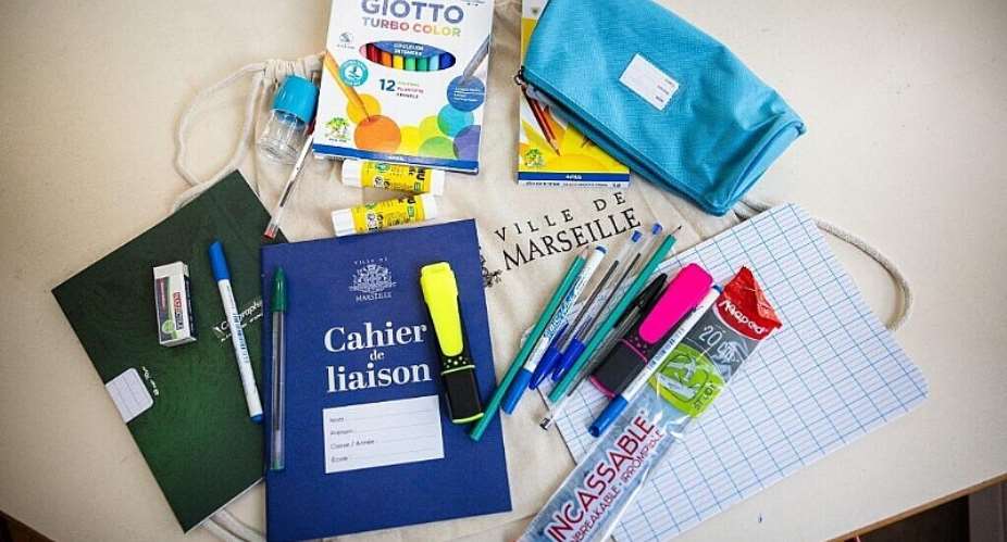 School supplies distributed to pupils in Marseille in 2024. Some French schools are turning to paper registers for the 2026 rentre after a cyberattack over the summer. -  Clment Mahoudeau / AFP