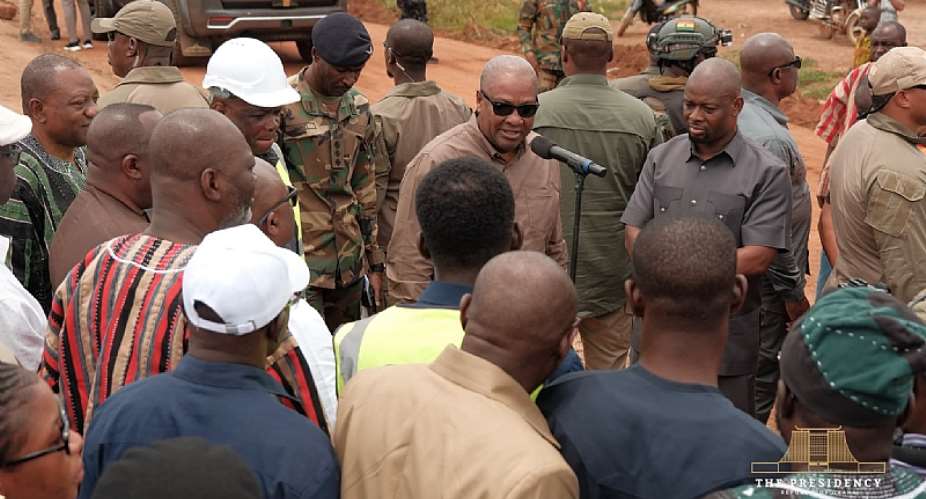 Mahama inspects ongoing construction of 24-Hour Economy Market at Poyentanga