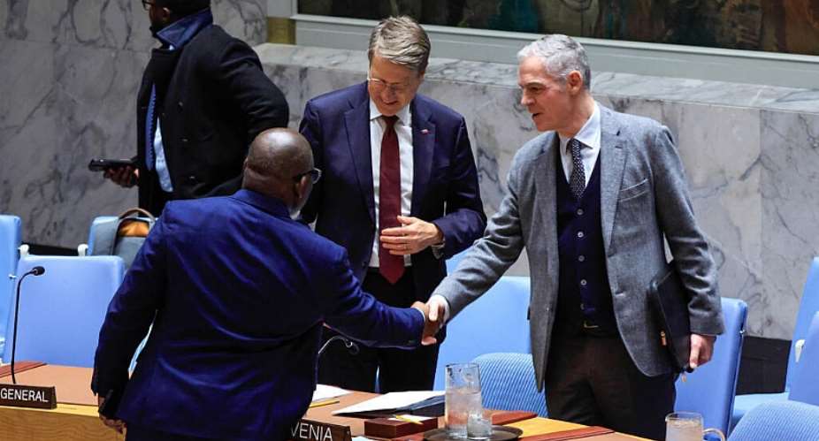 Laurent Bili (right), France’s current ambassador to Washington, whom Aurlien Lechevallier is due to replace, pictured alongside DRC representative Zenon Mukongo Ngay. -  KENA BETANCUR / AFP