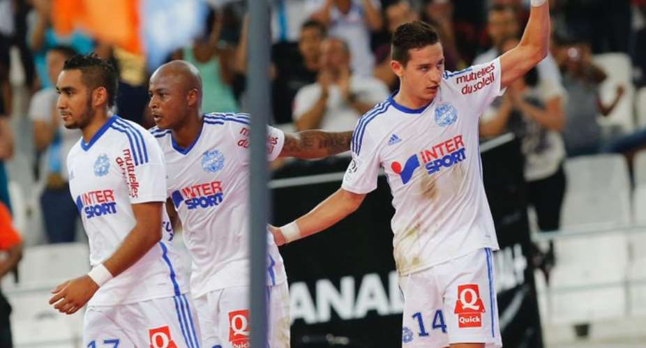 Andre Ayew with former Olympique Marseille teammates