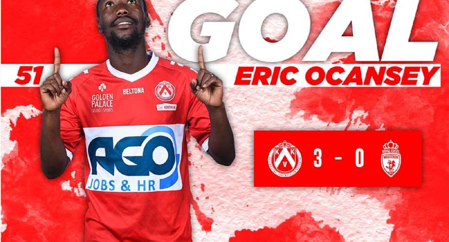 Eric Ocansey On Target As Kortrijk Defeat Royal Excel Mouscron 3-0