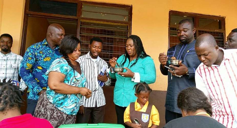 Hon. Tina Naa Ayeley Mensah Visits Schools To Observe School Feeding
