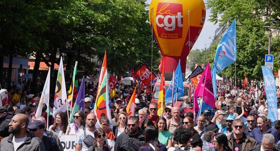 Protesters during the May Day demonstration in Paris, 1 May 2026. On Tuesday, workers from various sectors are demonstrating and striking for various reasons, mostly focused on pay and resources. -  Aurelien Morissard/AP