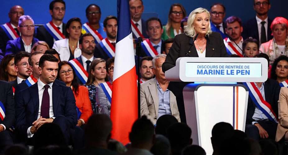 Far-right leader Marine Le Pen gives a speech in Henin-Beaumont on September 13, 2026. -  Sarah Meyssonnier, Reuters