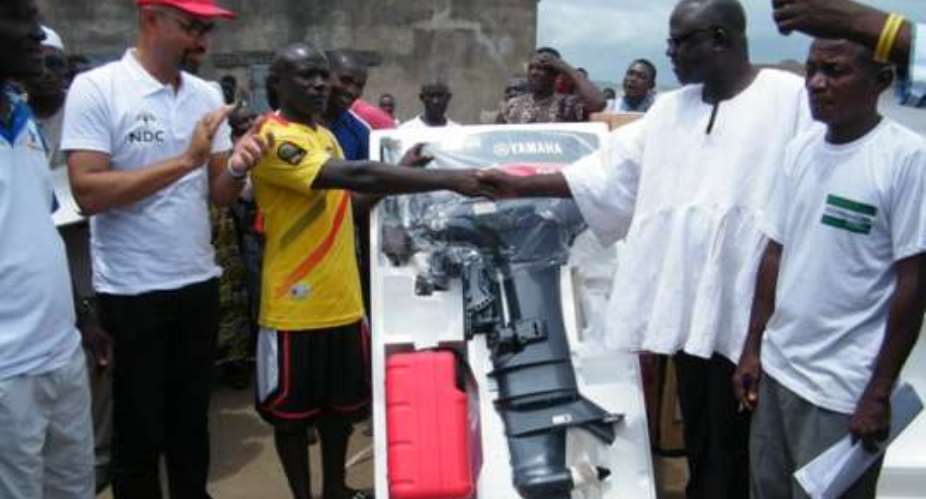 Effutu fishermen receive out-board motors