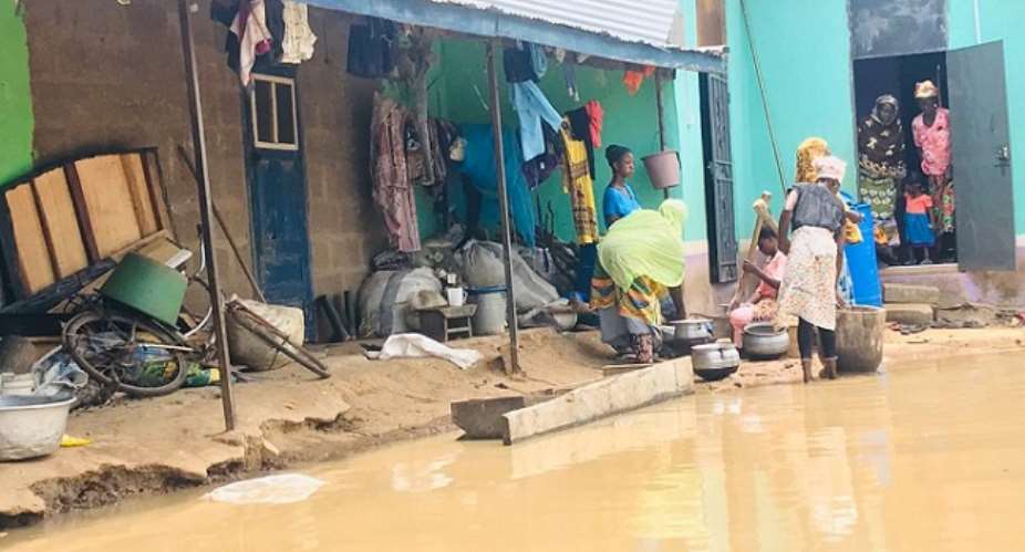 A flooded house in Daboya