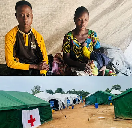 Frank Gbenichere, physically challenged with his wife at the Sawla camp