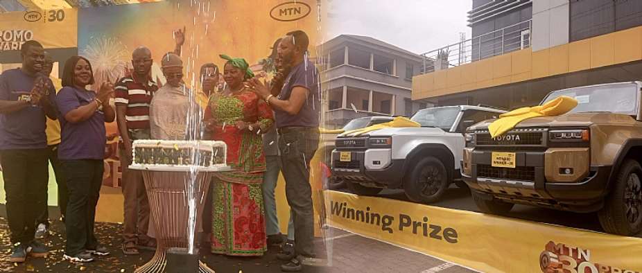 Three MTN loyal customers win brand-new Toyota Prados in Kumasi