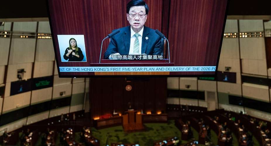 Hong Kongs Chief Executive John Lee delivers the first Five-Year Plan and policy address at the Legislative Council in Hong Kong on September 16, 2026. -  Chan Long Heic, AP