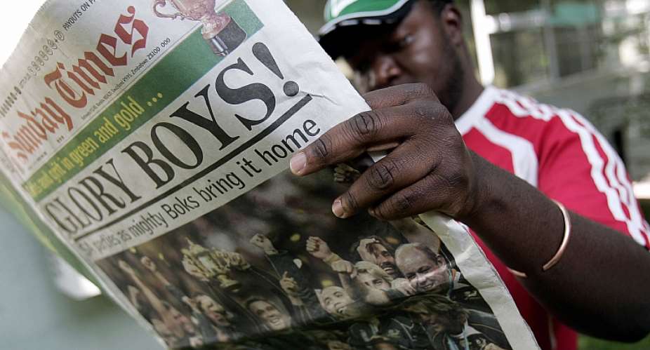 The Sunday Times,  South Africaamp;39;s largest weekend newspaper, was used to spread disinformation.  - Source: Gianluigi GuerciaAFP via Getty Images