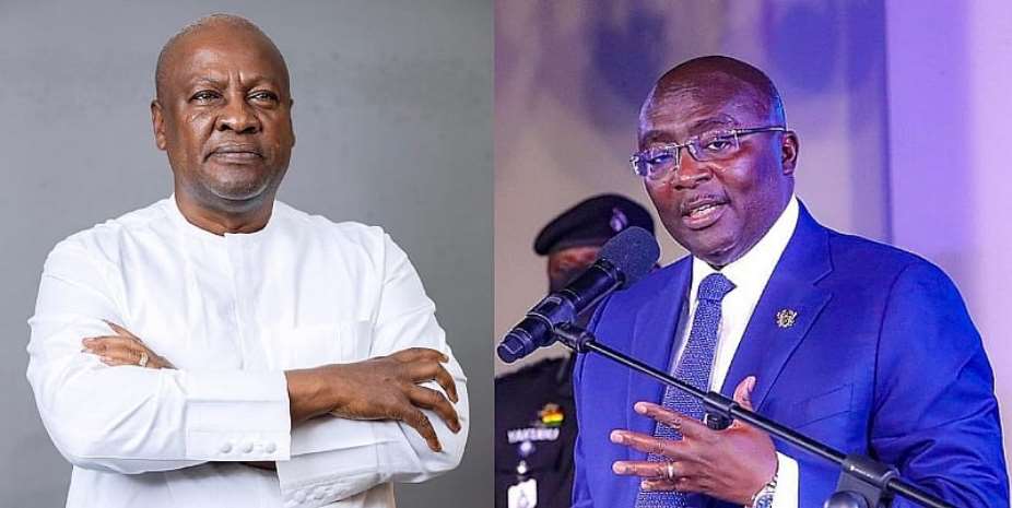 Bawumia left and Mahama
