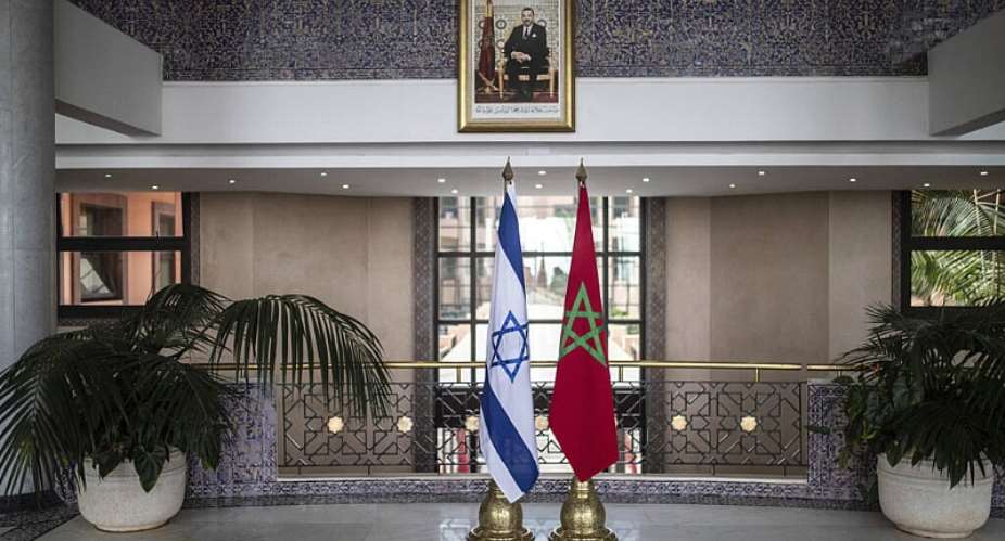Moroccan and Israeli flags are displayed in the Moroccan Foreign Ministry in Rabat, Morocco, 11 August 2021. -  AP - Mosaab Elshamy