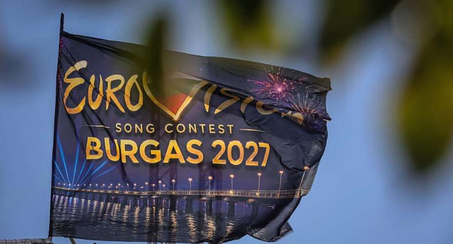 File photo: A Eurovision flag flies at the port of Burgas on Bulgarias Black Sea coast, host of the 71st Eurovision Song Contest in 2027, on August 14, 2026. -  Valentina Petrova, AP