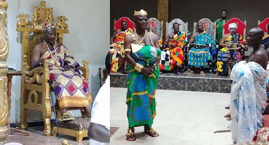 Obrempong Nyanful Krampah XI, Omanhene of Gomoa Ajumako Traditional Area and Nana Appiah Baidu VII, Omankrado of Gomoa Ajumako Traditional Area