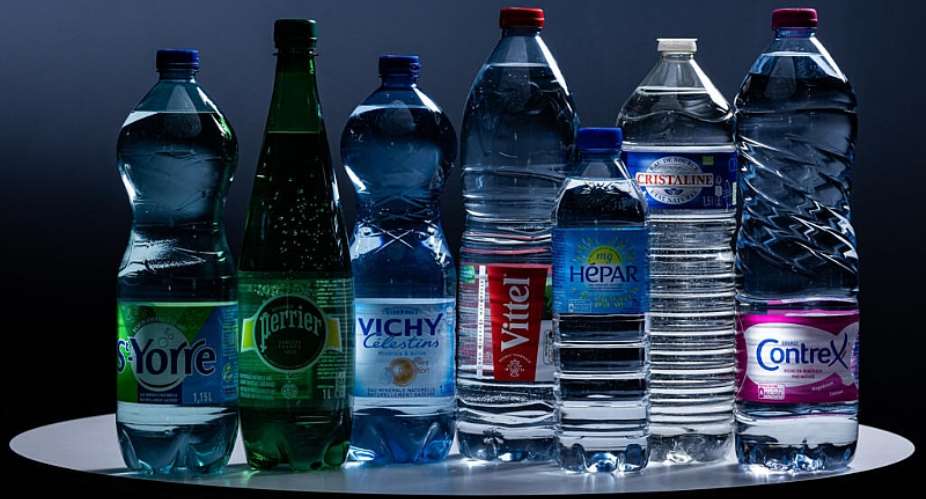 Bottles of Vittel and Contrex, two Nestl Waters brands produced in the Vosges region of eastern France, pictured alongside other mineral water brands. -  AFP - JOEL SAGET