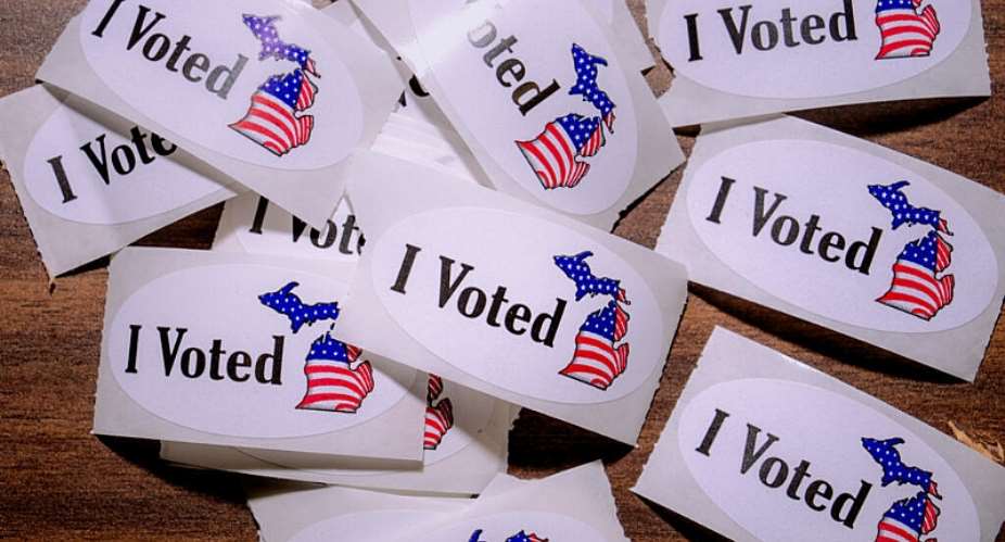 A file image of I Voted stickers at Maples Elementary School on August 4, 2026. -  Nic Antaya, AP