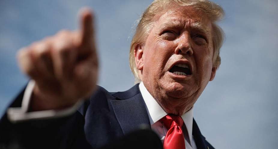 U.S. President Donald Trump gestures as he speaks to the media before boarding Air Force One at Joint Base Andrews in Maryland, U.S., en route to Myrtle Beach, South Carolina, August 21, 2026. -  Evan Vucci, Reuters
