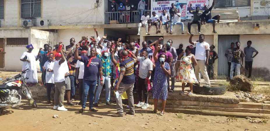 Tema Central NPP supporters shut down party office, burn tyres over MCE appointment