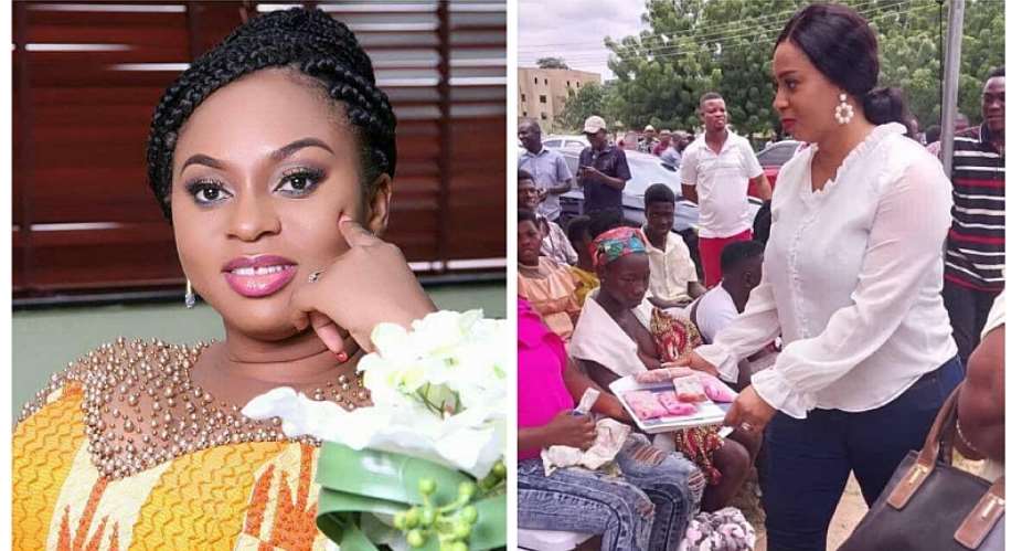 Adwoa Safo woo constituents with yoghurt at limited voter registration centre VIDEO