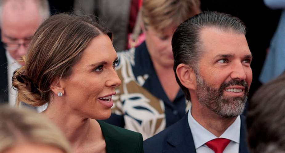 Donald Trump Jr. and his partner Bettina Anderson sit on the day US President Donald Trump delivers remarks to US embassy personnel and business leaders at Deerfield Residence, in Dublin, Ireland on September 12, 2026. -  Kylie Cooper, Reuters