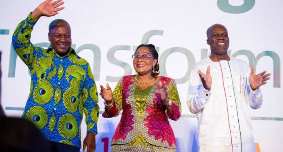 President John Mahama, Lordina Mahama and Vice President Kwesi Amissah-Arthur at NDC manifesto