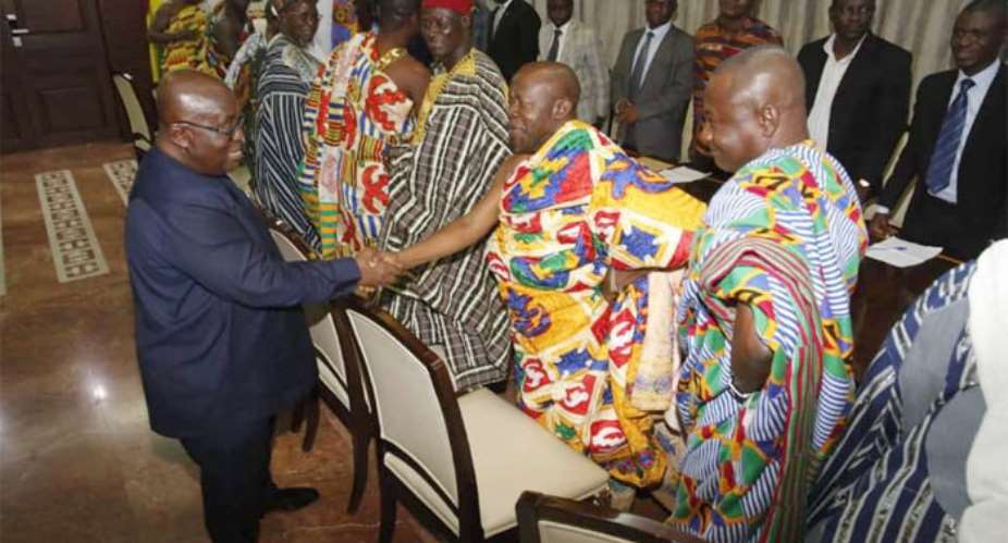 President Akufo-Addo exchanging pleasantries with the chiefs