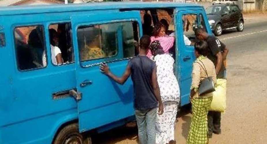 Some commuters get ready to embark on Trotro