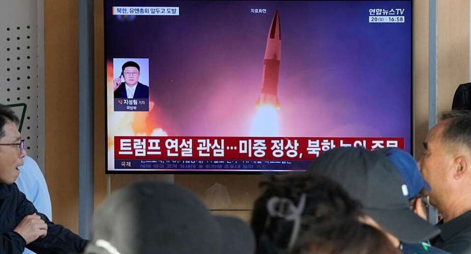 A TV screen shows a file image of a North Korean missile launch during a news program at Seoul Railway Station in Seoul, South Korea, September 20, 2026. -  Ahn Young-joon, AP Photo