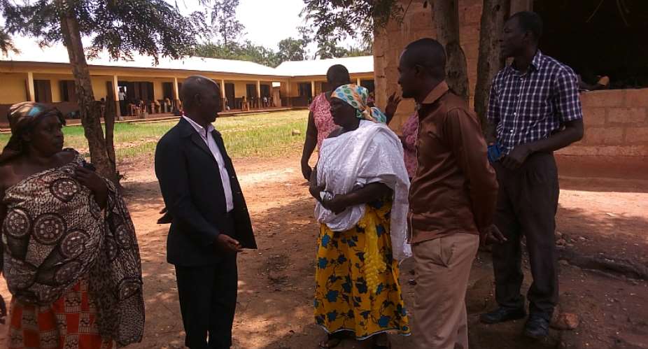 Nana Agyeimaa Akenten II Pays A Surprised Visit To Staff Of Ahenema Kokoben DA School
