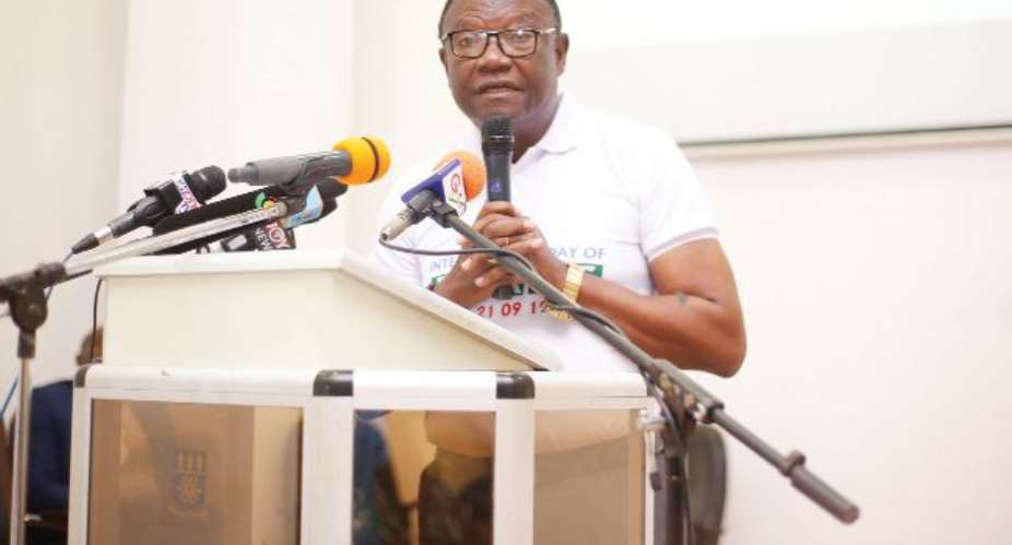Rev. Prof. Emmanuel Asante, Chairman, National Peace Council, speaking at the commemoration of the International Peace Day in Accra. Picture: NII MARTEY M. BOTCHWAY
