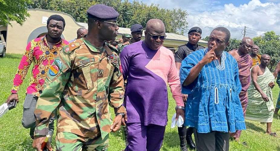 Bono East Minister inspects military base project at Atebubu