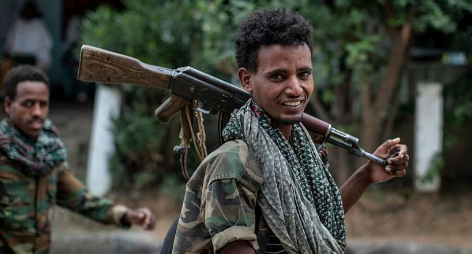 FILE - Fighters loyal to the Tigray Peoples Liberation Front (TPLF) in the town of Hawzen in the Tigray region of northern Ethiopia, 2021. - AP - Ben Curtis