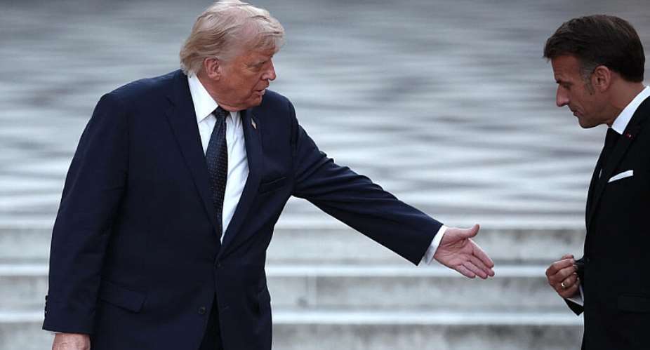 FILE - US President Donald Trump and Frances President Emmanuel Macron at Chteau de Versailles ahead of a dinner to celebrate the 250th anniversary of the independence of the United States, in Versailles on June 17, 2026. -  Guillaume Baptiste, AFP