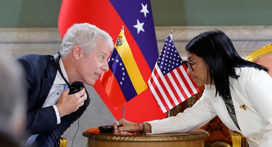 US Energy Secretary Chris Wright meets with Venezuelan acting President Delcy Rodriguez at Miraflores Presidential Palace in Caracas, Venezuela, September 2, 2026. -  Pedro Mattey, AP