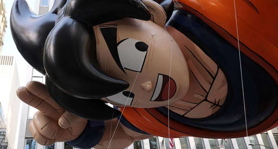 A Dragon Ball balloon pictured during Macys Thanksgiving Day Parade in New York on November 27, 2025. -  Michael Loccisano, Getty Images via AFP