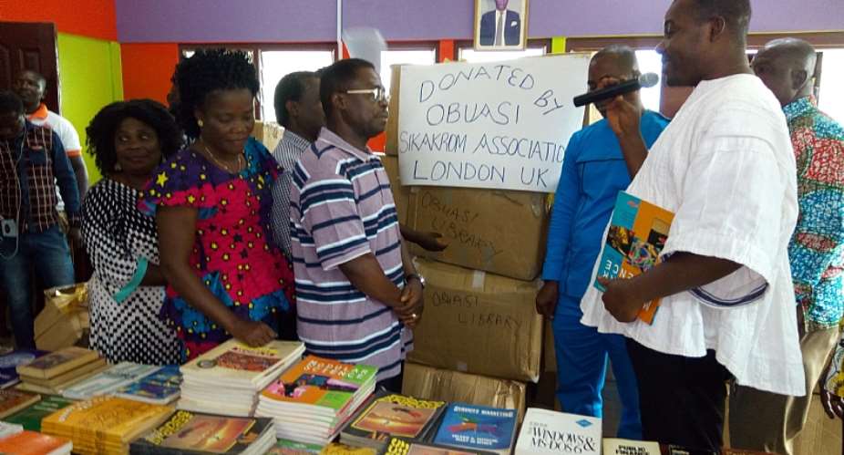 U.K Based Obuasi Sikakrom Association Donates Books To Obuasi Library