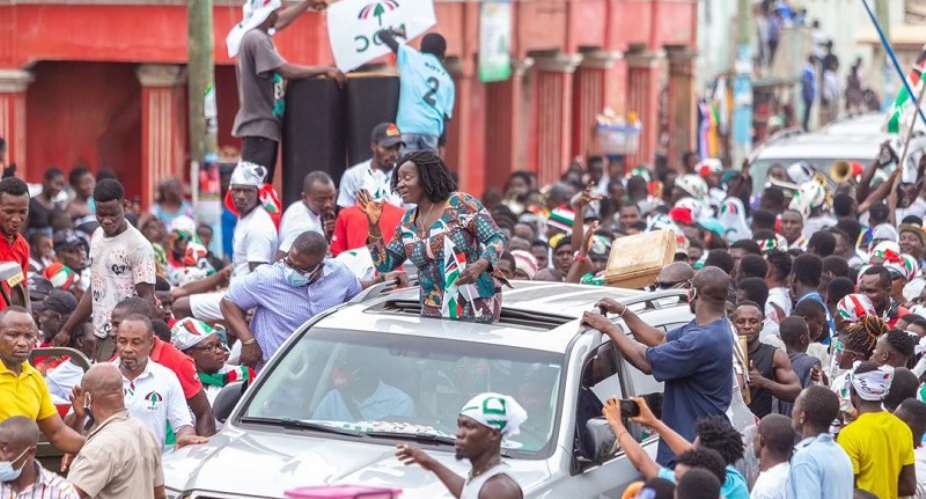 Prof Jane Naana Opoku-Agyemang during one of her campaign tours.