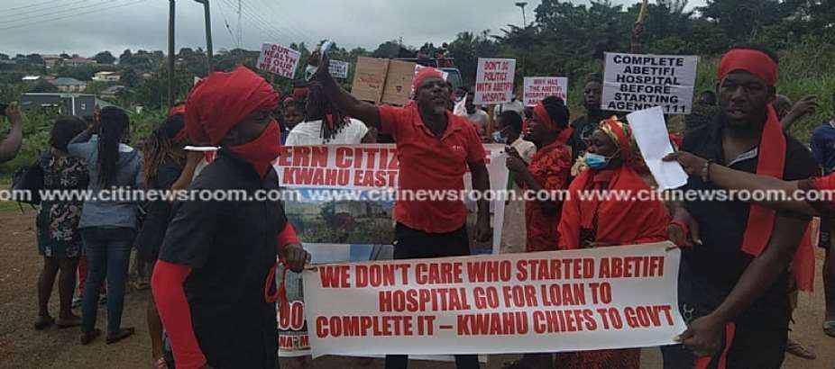 Residents demonstrate over abandoned Abetifi District hospital project started by NDC